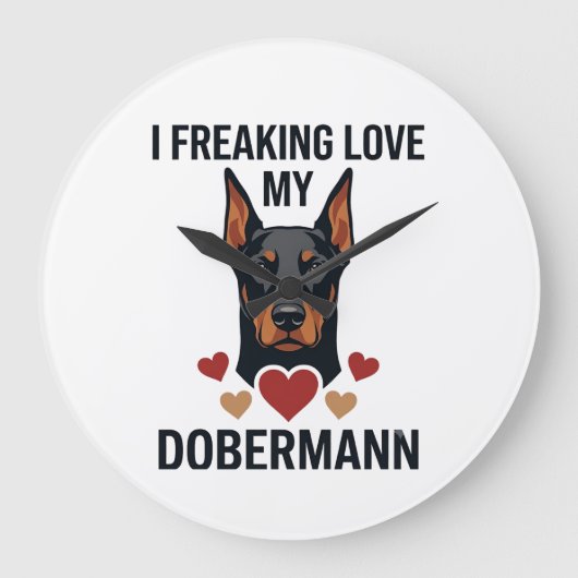 Dolle liefde dobermann hond rode harten_1 grote klok (Voorkant)