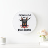 Dolle liefde dobermann hond rode harten_1 grote klok (Huis)