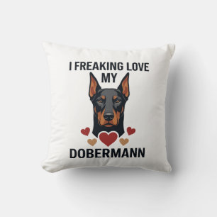 Dolle liefde dobermann hond rode harten_1 kussen