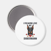 Dolle liefde dobermann hond rode harten_1 magneet (Voorkant / Achterkant)