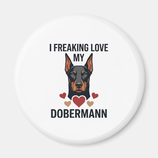 Dolle liefde dobermann hond rode harten_1 magneet (Voorkant)