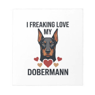 Dolle liefde dobermann hond rode harten_1 notitieblok