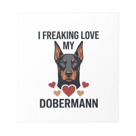 Dolle liefde dobermann hond rode harten_1 notitieblok (Voorkant)