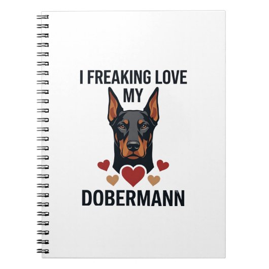 Dolle liefde dobermann hond rode harten_1 notitieboek (Voorkant)