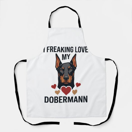 Dolle liefde dobermann hond rode harten_1 schort (Voorkant)