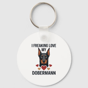 Dolle liefde dobermann hond rode harten_1 sleutelhanger