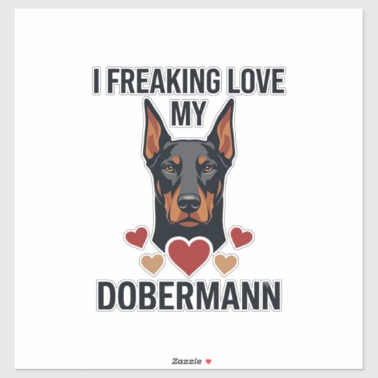 Dolle liefde dobermann hond rode harten_1 sticker (Vel)