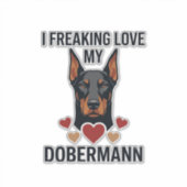 Dolle liefde dobermann hond rode harten_1 sticker (Voorkant)