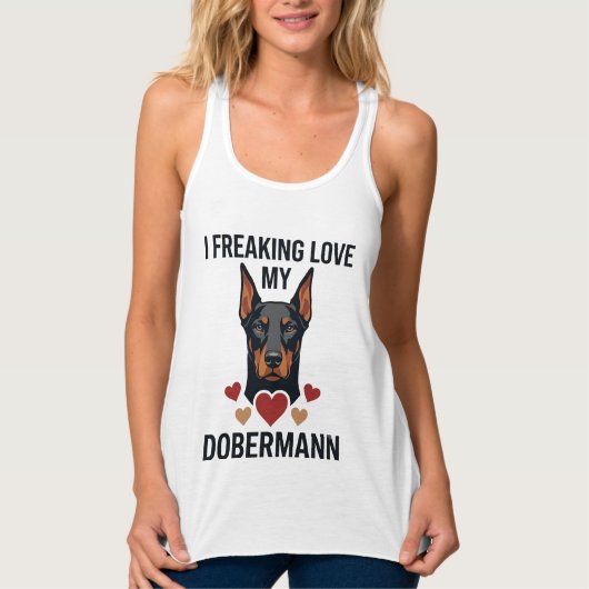 Dolle liefde dobermann hond rode harten_1 tanktop (Voorkant)