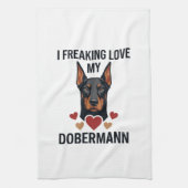 Dolle liefde dobermann hond rode harten_1 theedoek (Verticaal)