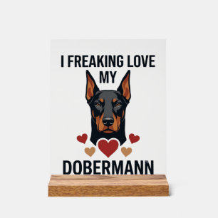 Dolle liefde voor Dobermann-hond Rode Harten_1 Acryl Bord