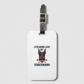 Dolle liefde voor Dobermann-hond Rode Harten_1 Bagagelabel (Voorkant (verticaal))