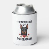 Dolle liefde voor Dobermann-hond Rode Harten_1 Blikjeskoeler (Blikje Voorkant)