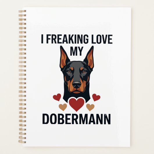 Dolle liefde voor Dobermann-hond Rode Harten_1 Planner (Voorkant)