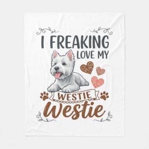 Dolle Liefde Westie Hond Harten Pootjes_1 Fleece Deken