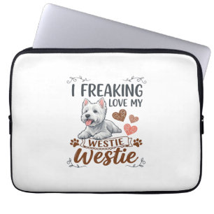 Dolle Liefde Westie Hond Harten Pootjes_1 Laptop Sleeve