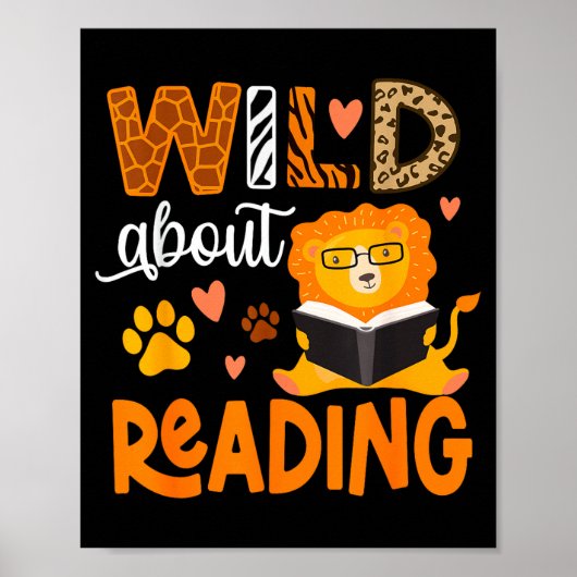 Dolle liefhebber van lezen boek dier kinderboek poster (Voorkant)
