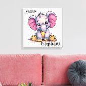 dolle olifant | Schattigee Cartoon Kind Nursery Ar Canvas Afdruk (Insitu (Woonkamer))