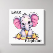 dolle olifant | Schattigee Cartoon Kind Nursery Ar Canvas Afdruk (Voorkant)