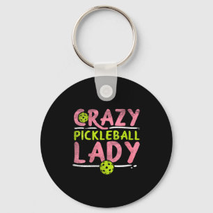 Dolle pickleball-dame voor vrouwen, grappige pickl sleutelhanger