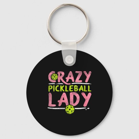 Dolle pickleball-dame voor vrouwen, grappige pickl sleutelhanger (Voorkant)