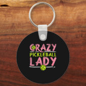 Dolle pickleball-dame voor vrouwen, grappige pickl sleutelhanger (Voorkant)