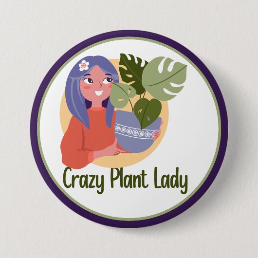 Dolle Plant Dame Knop Ronde Button 7,6 Cm (Voorkant)