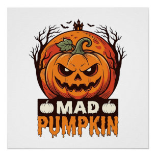 Dolle Pompoen Halloween Vintage Gravure Design_1 Perfect Poster