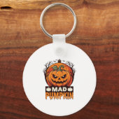 Dolle Pompoen Halloween Vintage Gravure Design_1 Sleutelhanger (Voorkant)
