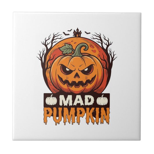 Dolle Pompoen Halloween Vintage Gravure Design_1 Tegeltje (Voorkant)