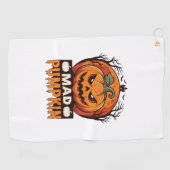Dolle Pompoen Halloween Vintage Gravure Ontwerp_1 Golfhanddoek (Horizontaal)
