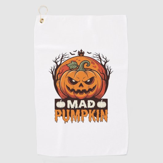 Dolle Pompoen Halloween Vintage Gravure Ontwerp_1 Golfhanddoek (Voorkant)
