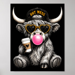 Dolle Pret Grappige Hoogland Koe Die Bubble Gum Bl Poster
