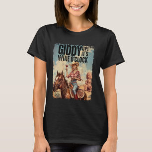 Dolle pret Het is wijnuur Landelijke cowgirl drink T-shirt