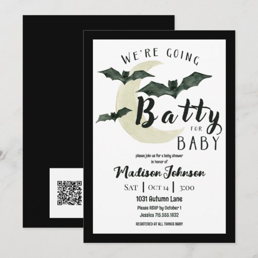 Dolle pret met baby Oktober baby shower QR-code Kaart (Voorkant / Achterkant)