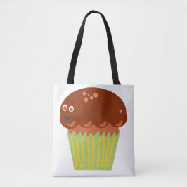 Dolle pret met een enorme muffin cartoon grap tote bag