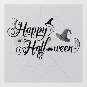 Dolle pret met Halloween en spinnenwebben Raamsticker