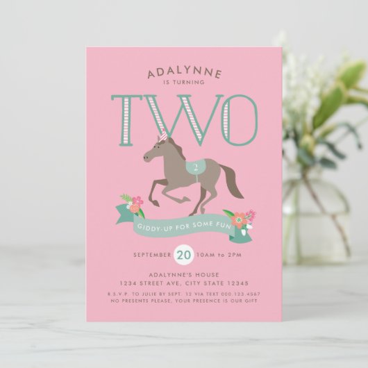 Dolle pret Tweede verjaardagsuitnodiging (Staand voorkant)