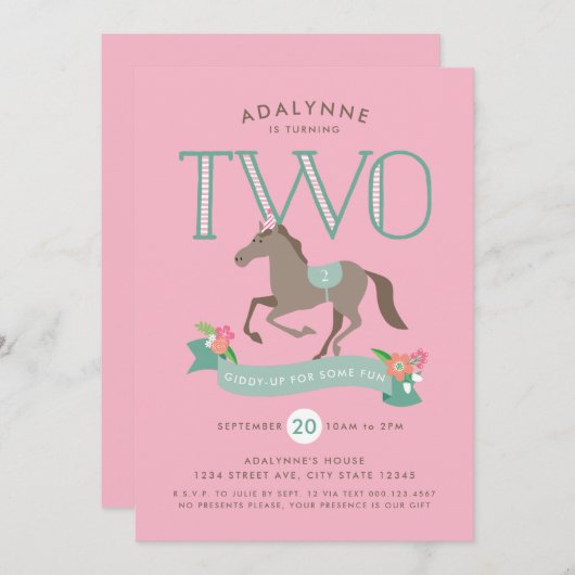 Dolle pret Tweede verjaardagsuitnodiging (Voorkant / Achterkant)