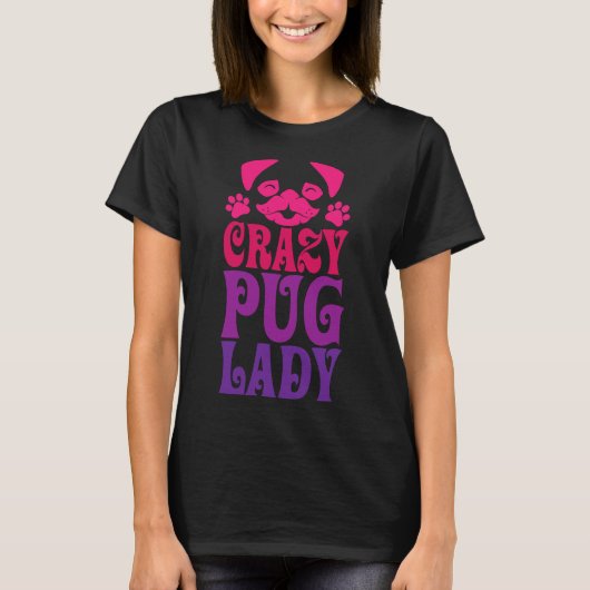 Dolle Pugs Dame Roze 287 T-shirt (Voorkant)