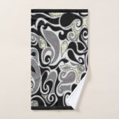 Dolle Retro Abstracte Draaikolk in Zwart en Wit Bad Handdoek (Handdoek)