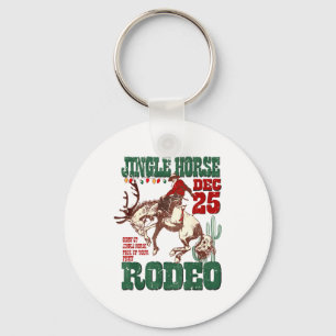 Dolle rit Belhoestige paard Kerstman Cowboy Wester Sleutelhanger