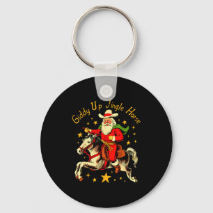 Dolle rit Belletje Paard Grappige Retro Kerstman C Sleutelhanger