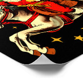 Dolle rit belpaard grappige retro kerstman cowboy poster (Hoek)