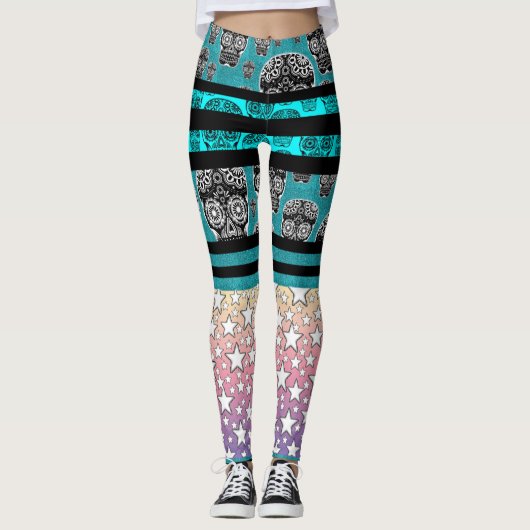 Dolle Schedel En Ster Kousen Leggings (Voorkant)