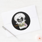 dolle schedel skelet gezicht ronde sticker (Envelop)