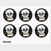 dolle schedel skelet gezicht ronde sticker (Vel)