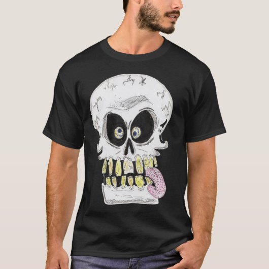 dolle schedel skelet gezicht t-shirt (Voorkant)