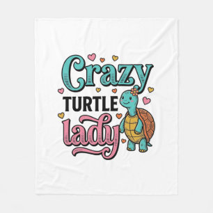 Dolle Schildpad Dame Vintage Gravure Ontwerp_1 Fleece Deken