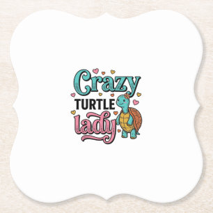 Dolle Schildpad Dame Vintage Gravure Ontwerp_1 Kartonnen Onderzetters